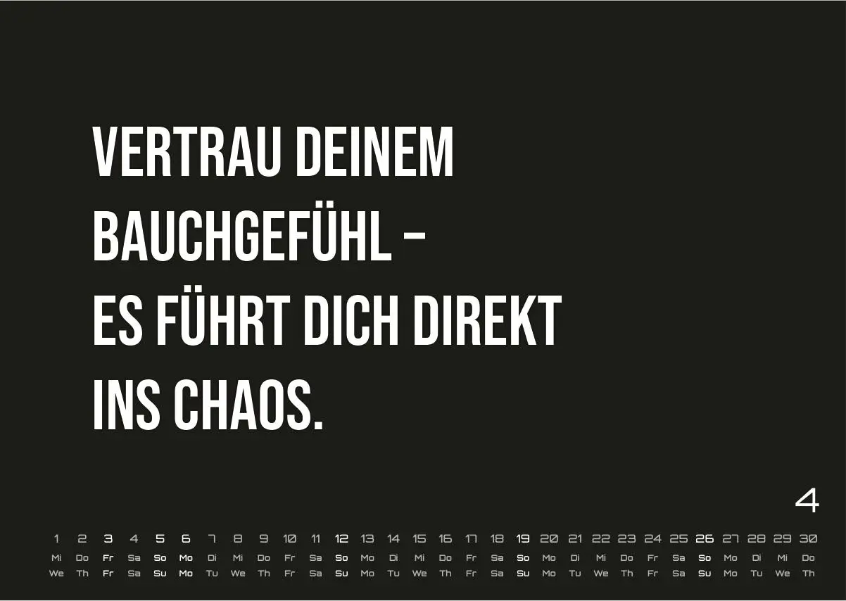 DEMOTIVATION 2026 - dein demotivierender Begleiter - Kalender DIN A3 (ca. 42 cm x 30 cm) | Demotivationskalender